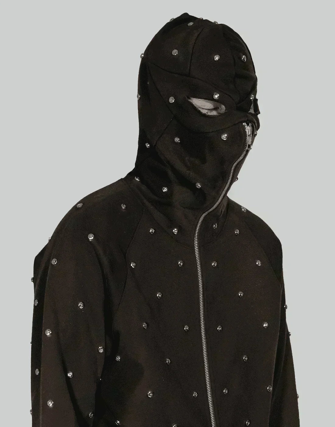 SANKUANZ - Rivet Embellished Zipper Hoodie - 082plus