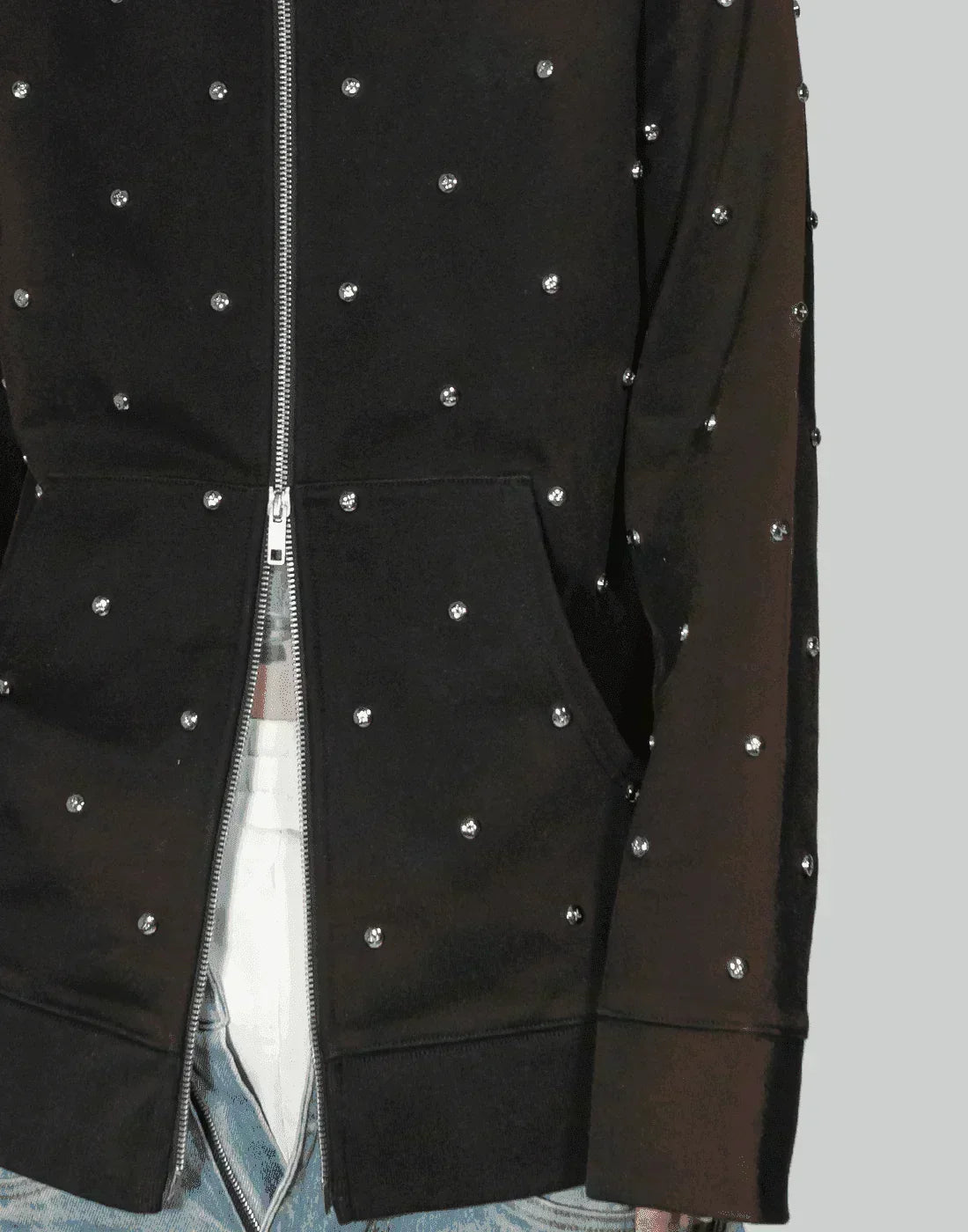 SANKUANZ - Rivet Embellished Zipper Hoodie - 082plus