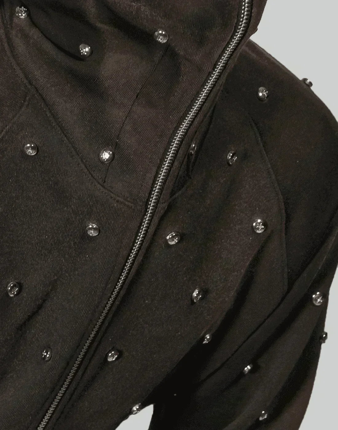 SANKUANZ - Rivet Embellished Zipper Hoodie - 082plus