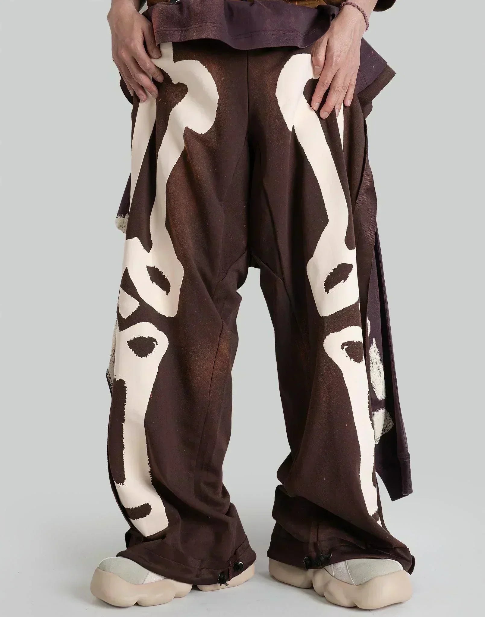SANKUANZ - Skeleton Print Deconstructed Sweatpants - 082plus