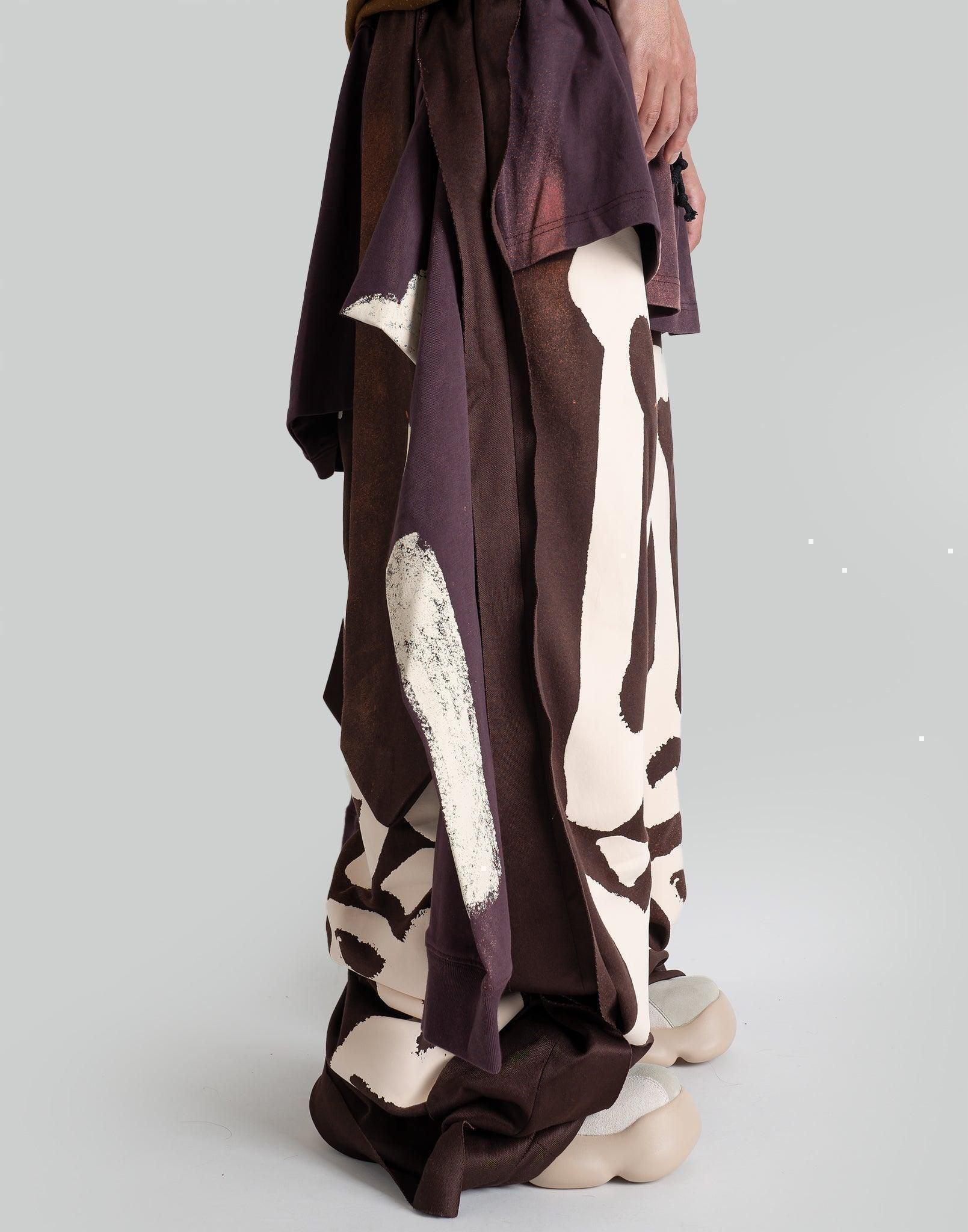SANKUANZ - Skeleton Print Deconstructed Sweatpants - 082plus