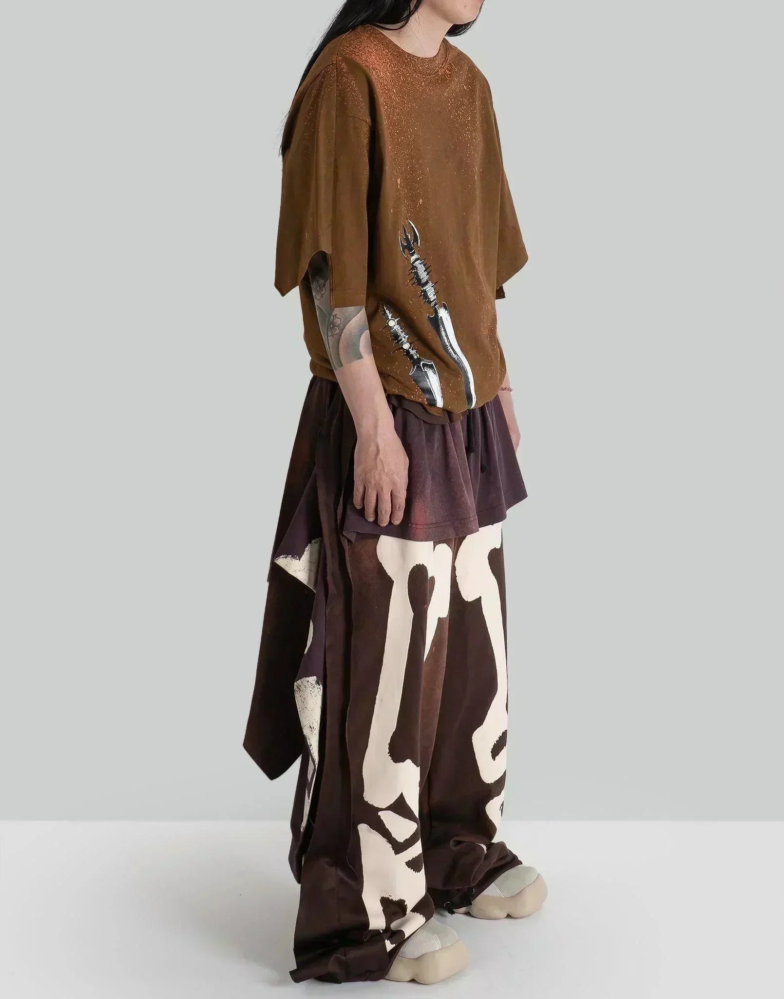 SANKUANZ - Skeleton Print Deconstructed Sweatpants - 082plus