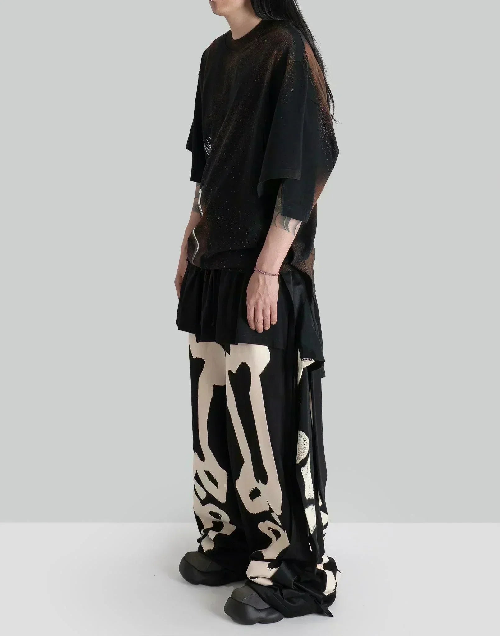SANKUANZ - Skeleton Print Deconstructed Sweatpants - 082plus