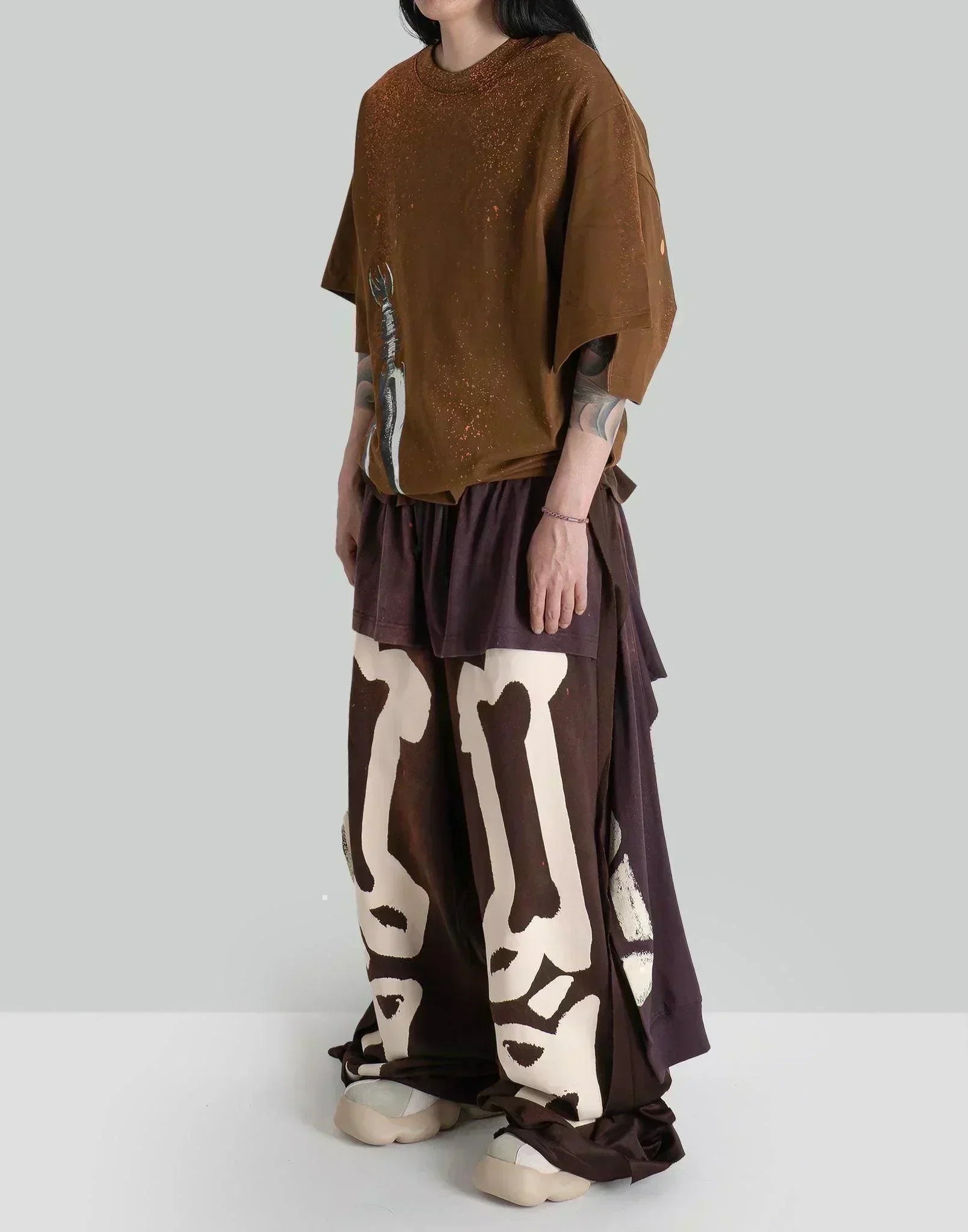 SANKUANZ - Skeleton Print Deconstructed Sweatpants - 082plus