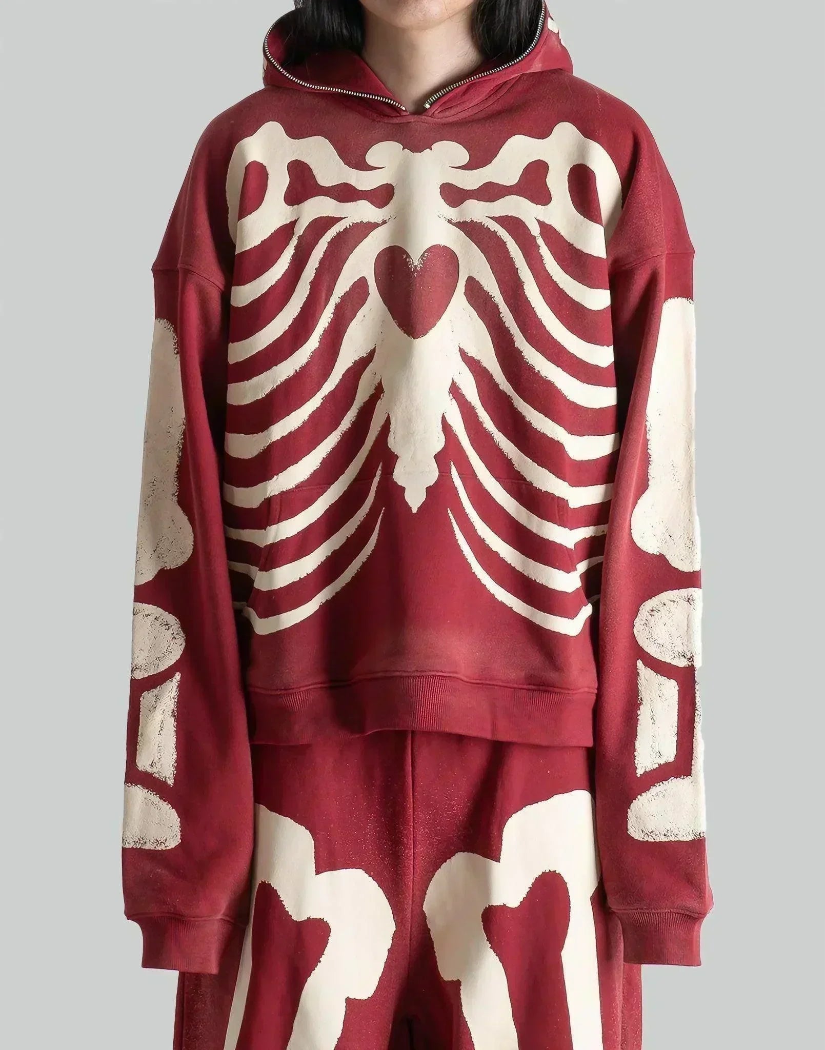 SANKUANZ - Skeleton Print Hoodie - 082plus