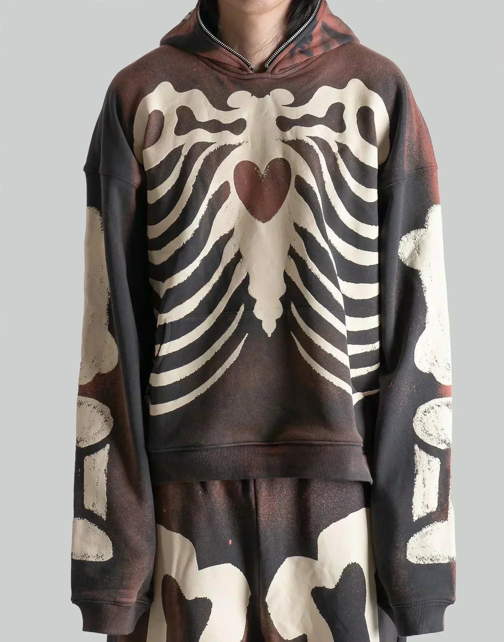 SANKUANZ - Skeleton Print Hoodie - 082plus