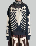 Skeleton Print Hoodie With Zipper