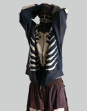 SANKUANZ - Skeleton Print Hoodie With Zipper - 082plus