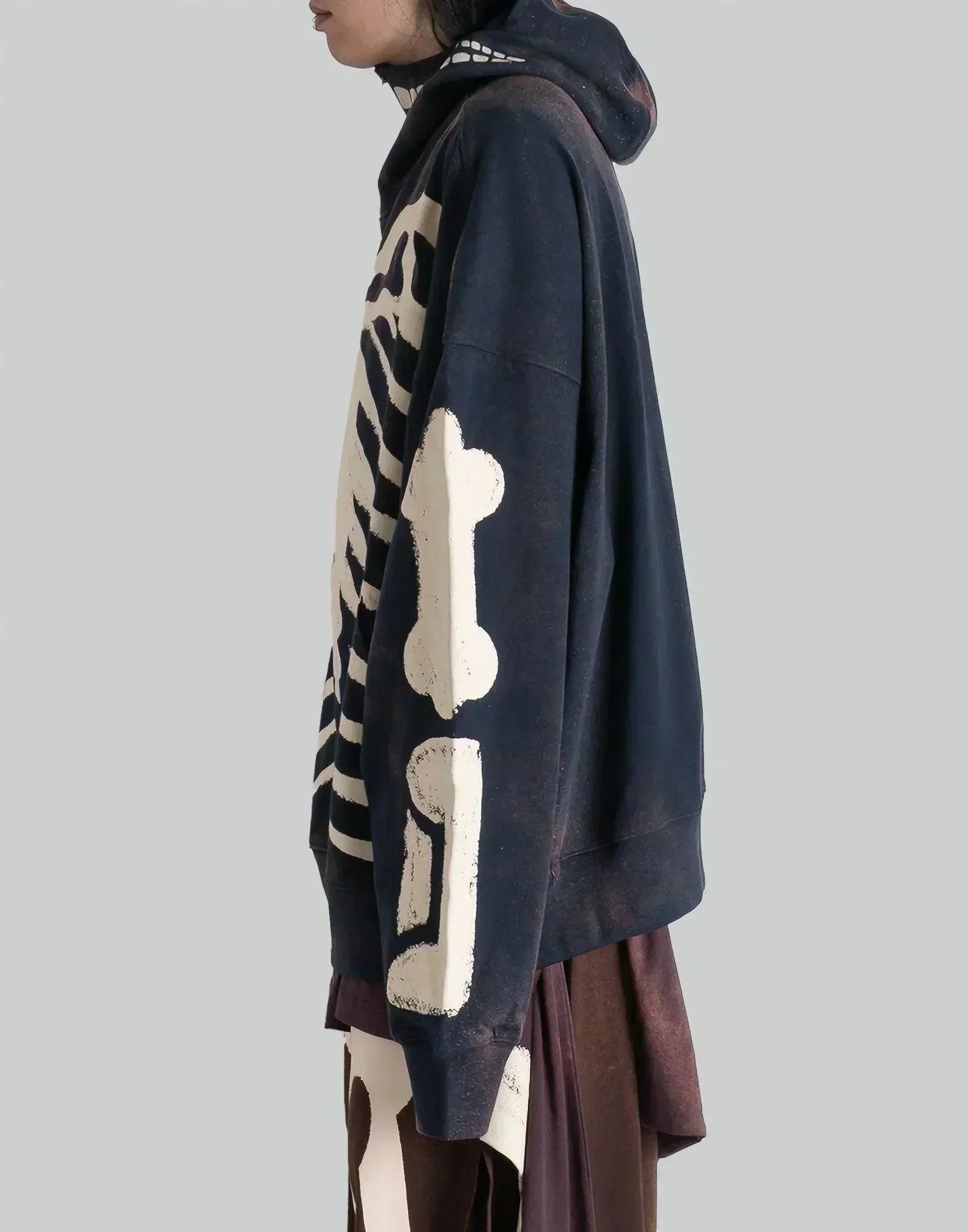 SANKUANZ - Skeleton Print Hoodie With Zipper - 082plus
