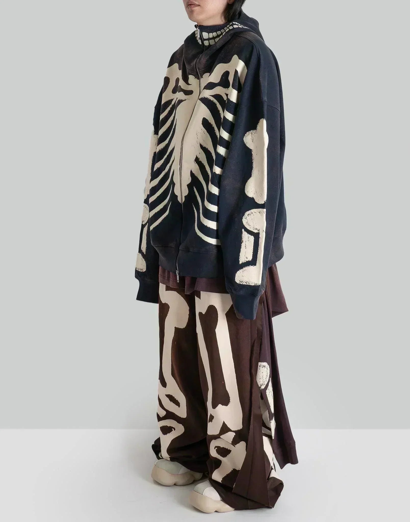 SANKUANZ - Skeleton Print Hoodie With Zipper - 082plus