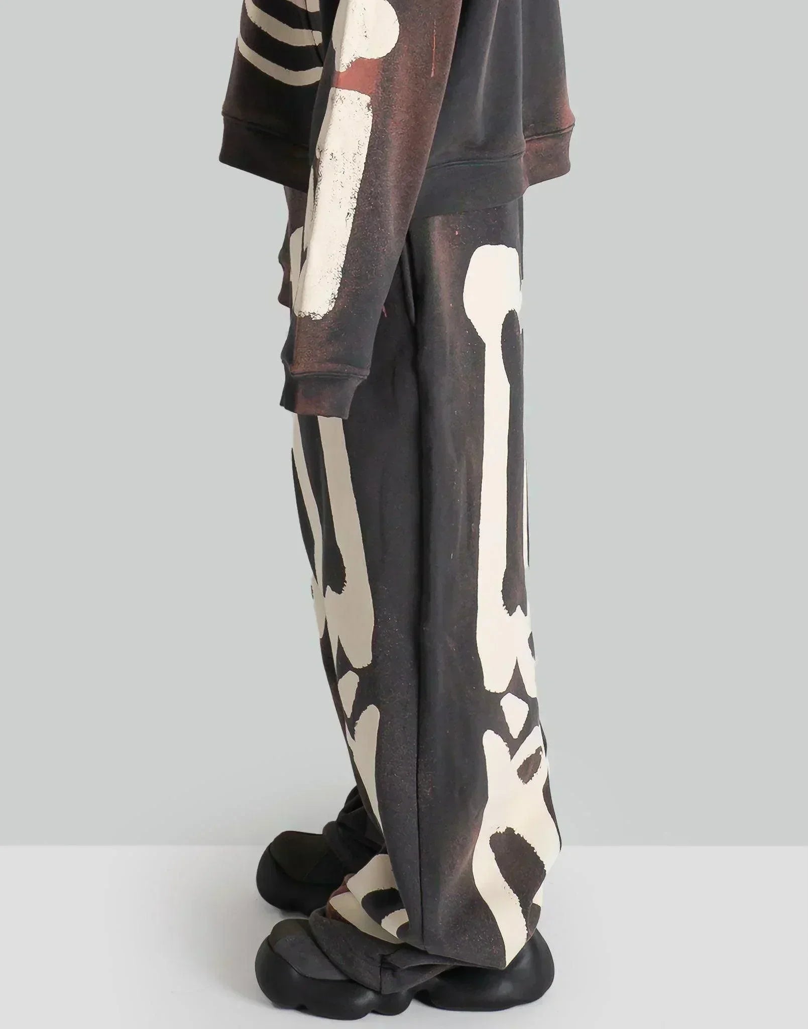 SANKUANZ - Skeleton Print Wide-Leg Drawstring Sweatpants - 082plus
