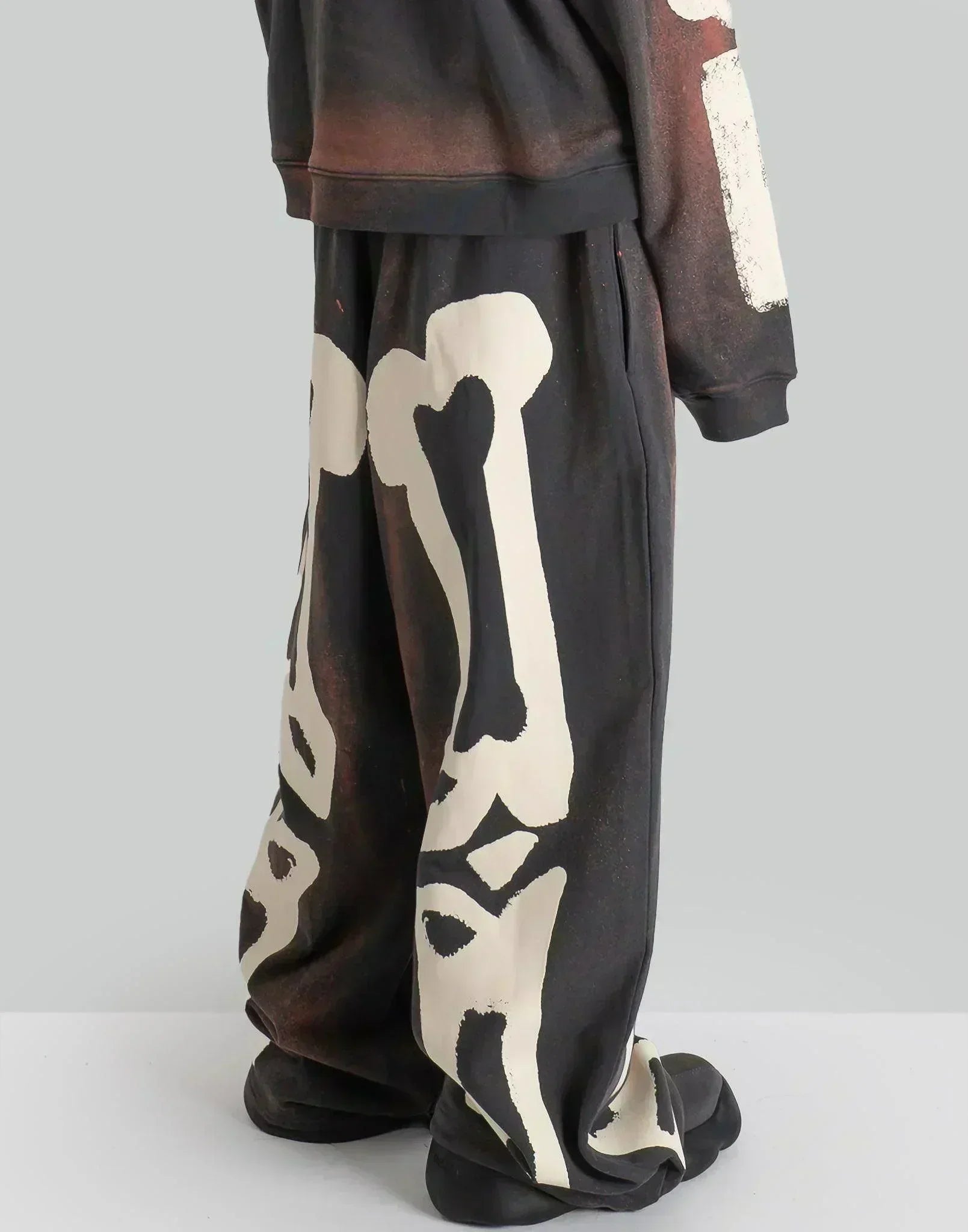SANKUANZ - Skeleton Print Wide-Leg Drawstring Sweatpants - 082plus