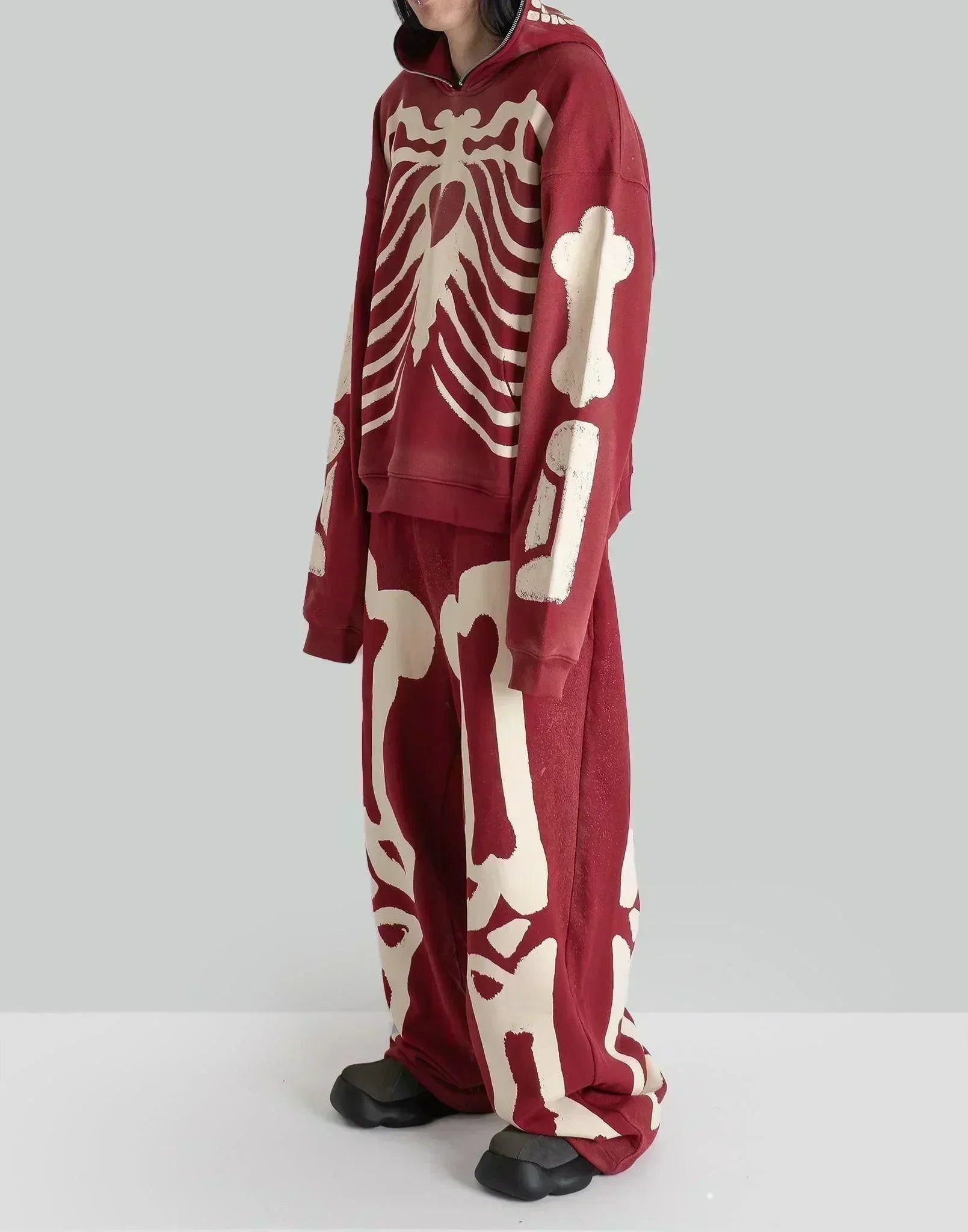 SANKUANZ - Skeleton Print Wide-Leg Drawstring Sweatpants - 082plus