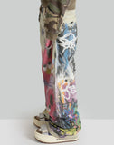 SANKUANZ - Worn Rabbit Graffiti Print Cotton Baggy Jeans - 082plus