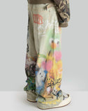 SANKUANZ - Worn Rabbit Graffiti Print Cotton Baggy Jeans - 082plus