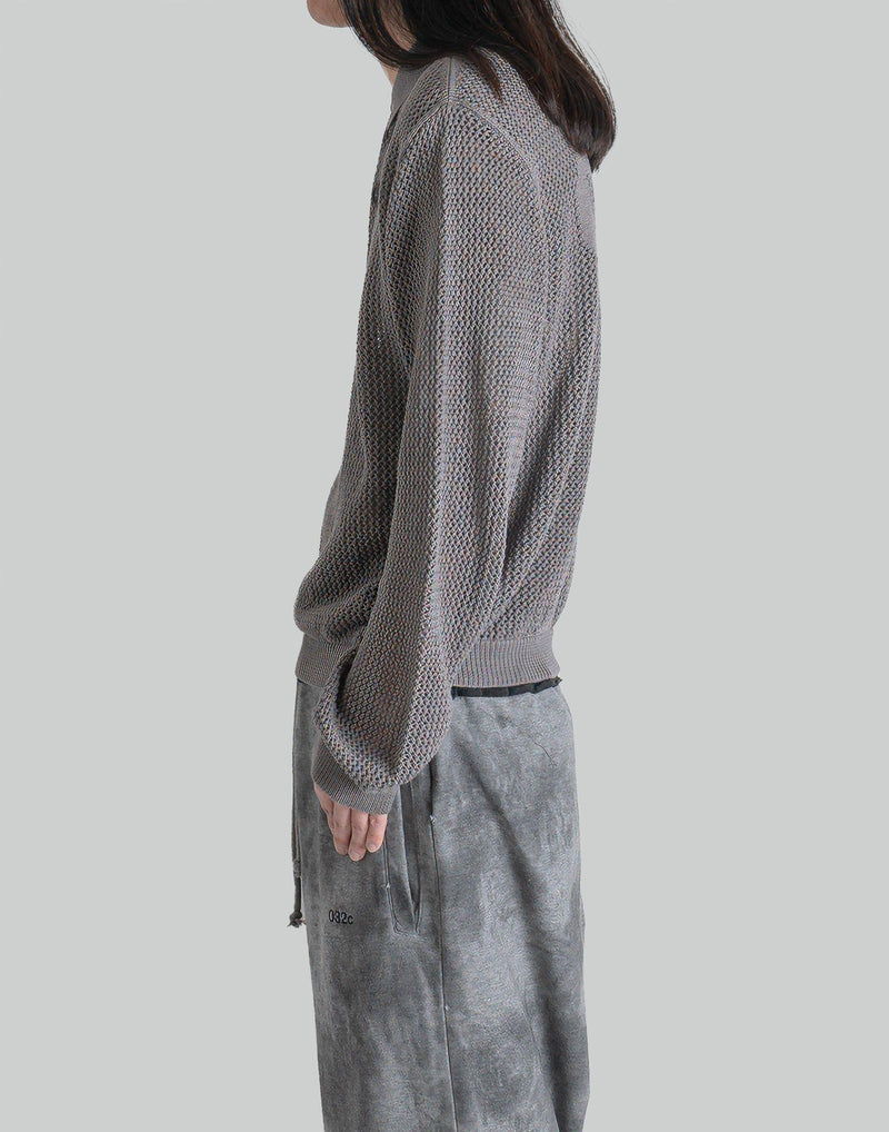 032C - 'LACE KNIT' POLO LONGSLEEVE - 082plus