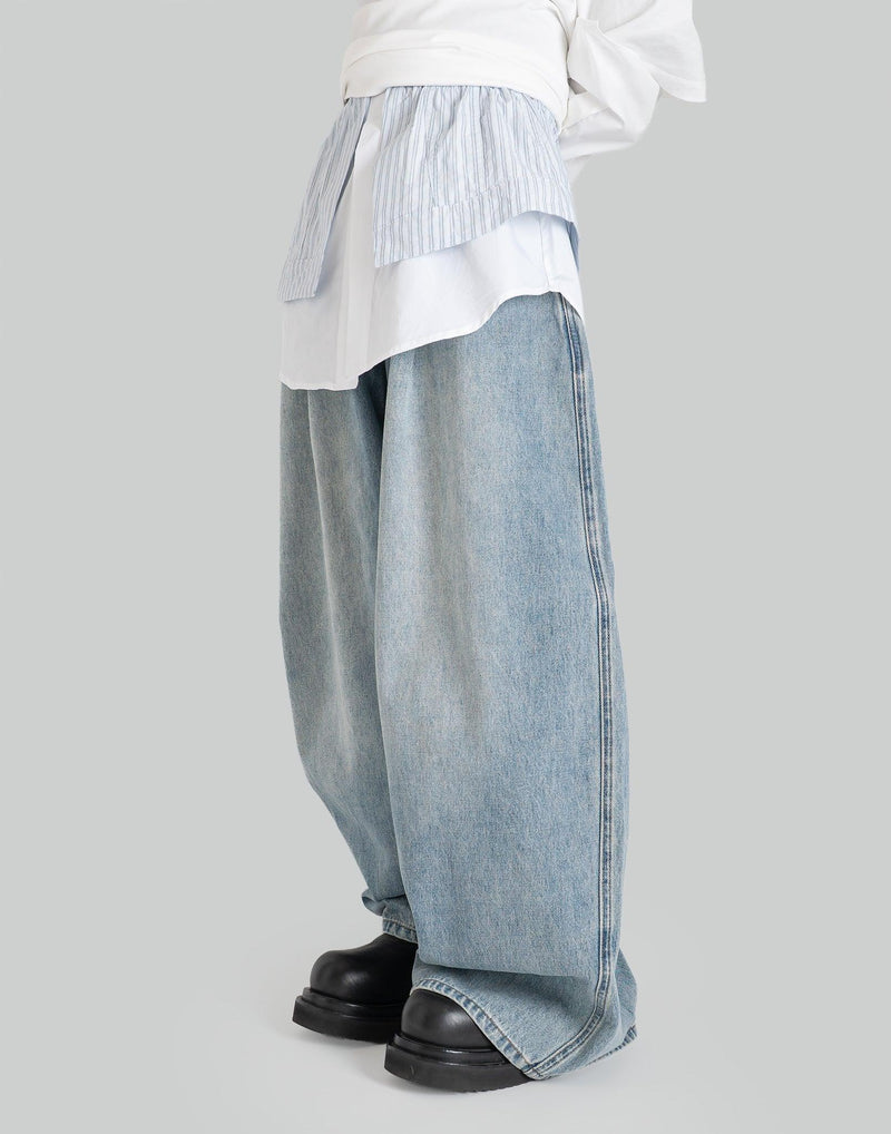 FENG CHEN WANG - 2 IN 1 DECONSTRUCTED DENIM TROUSERS - 082plus