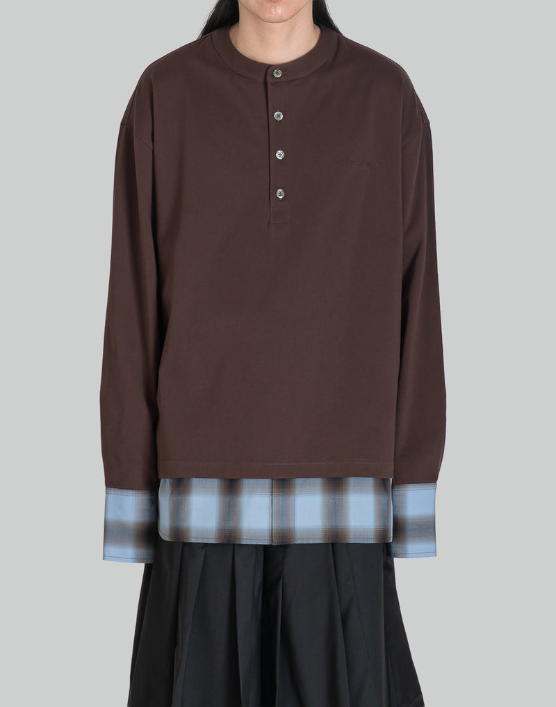 FENG CHEN WANG - 2 IN 1 LONG SLEEVE TEE WITH CHECK - 082plus
