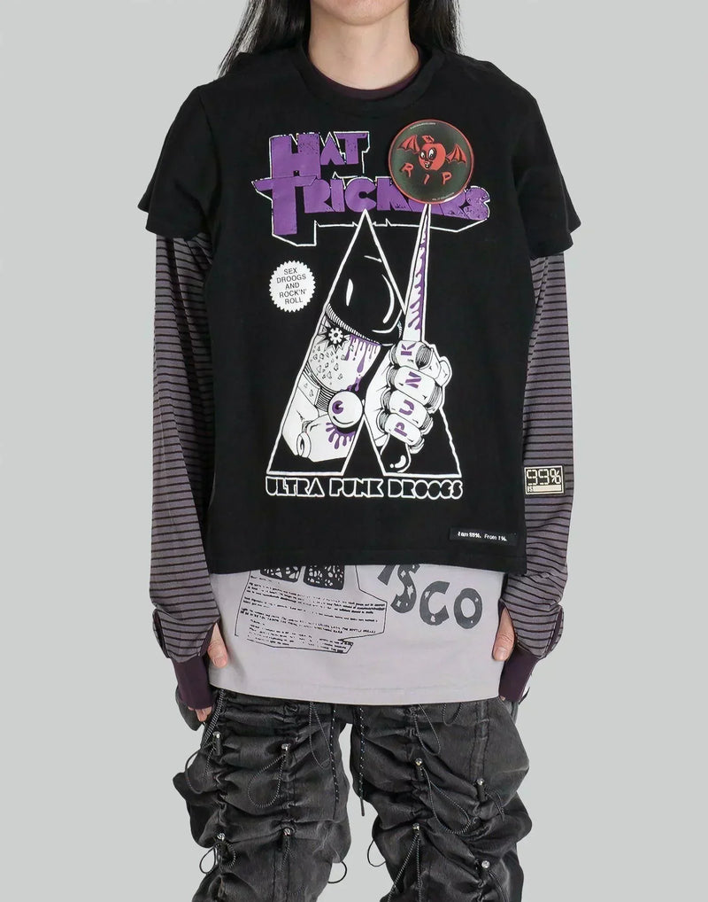 99%IS- - " Hat Trickers " Tee-On-Tee [Hand Made Custom] " Glow In The Dark " - 082plus