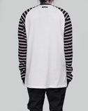 99%IS- Ribbed Love Addicted Stripe Raglan T-shirt - 082plus