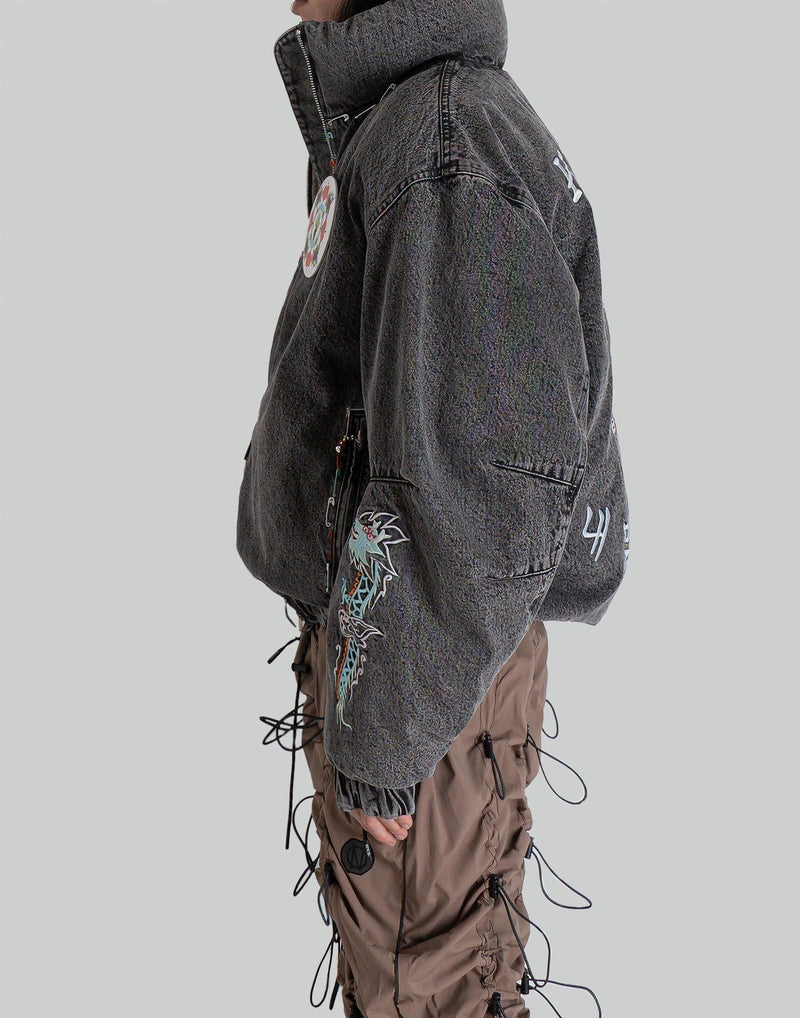 99%IS- - Washed Denim Puffer "Yong Jamba" - 082plus