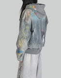GRAPHIC PRINT UNISEX WASHED DENIM JACKET