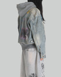 GRAPHIC PRINT UNISEX WASHED DENIM JACKET