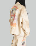 GRAPHIC PRINT UNISEX WASHED DENIM JACKET