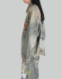 GRAPHIC PRINT UNISEX WASHED DENIM JACKET