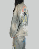GRAPHIC PRINT UNISEX WASHED DENIM JACKET
