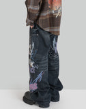 GRAPHIC PRINT UNISEX WASHED JEANS