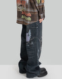 GRAPHIC PRINT UNISEX WASHED JEANS