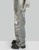 GRAPHIC PRINT UNISEX WASHED JEANS