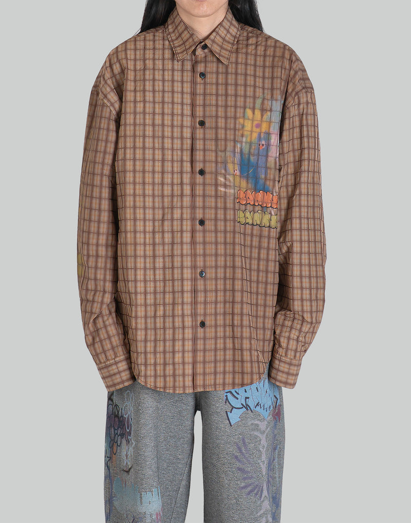 GRAPHIC PRINT UNISEX GINGHAM SHIRT