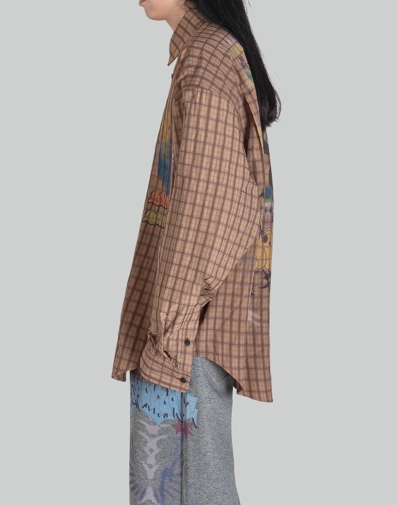 GRAPHIC PRINT UNISEX GINGHAM SHIRT