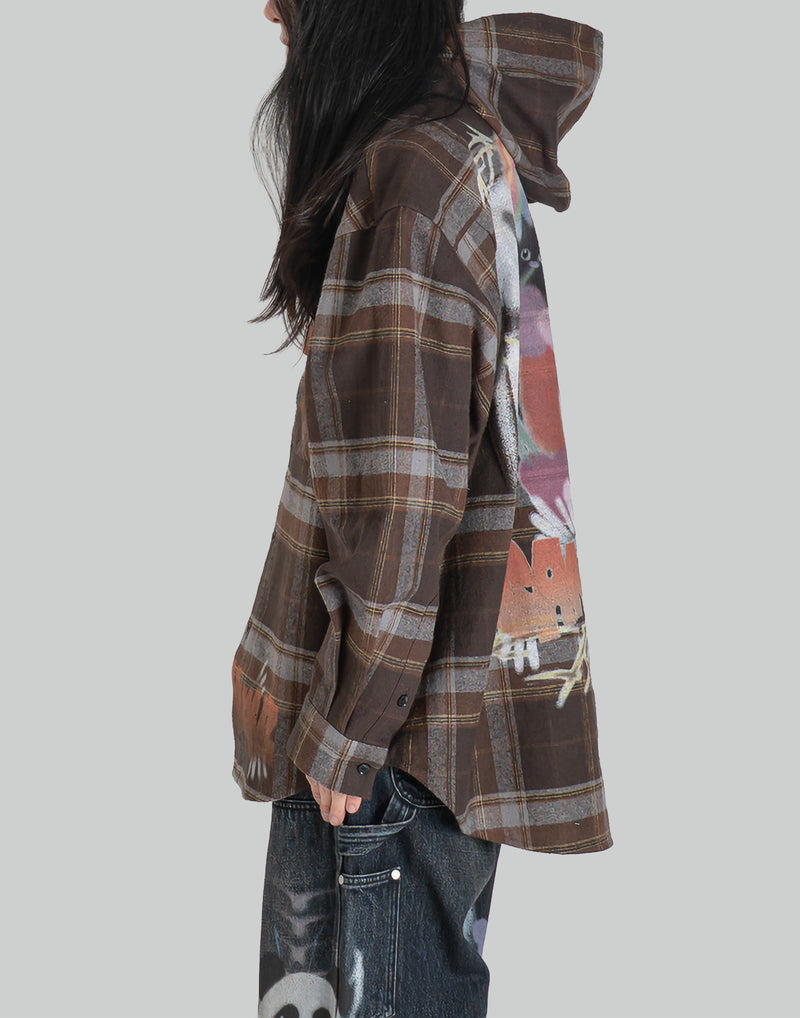 GRAPHIC PRINT UNISEX GINGHAM SHIRT