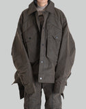 BROWN DECONSTRUCTED WARSHED PADED JACKET