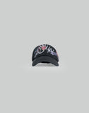 BUMPY GRAFFITI PRINT BLEACHED BASEBALL CAP - 082plus