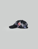 BUMPY GRAFFITI PRINT BLEACHED BASEBALL CAP - 082plus