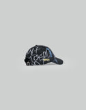 BUMPY GRAFFITI PRINT BLEACHED BASEBALL CAP - 082plus