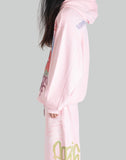 BUMPY GRAFFITI PRINT BLEACHED HOODIE - 082plus