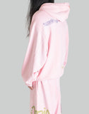 BUMPY GRAFFITI PRINT BLEACHED HOODIE - 082plus