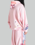 BUMPY GRAFFITI PRINT BLEACHED HOODIE - 082plus