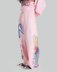 SANKUANZ BUMPY GRAFFITI PRINT BLEACHED RELAXED SWEATPANTS – 082plus