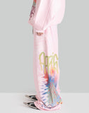BUMPY GRAFFITI PRINT BLEACHED RELAXED SWEATPANTS - 082plus
