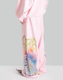 BUMPY GRAFFITI PRINT BLEACHED RELAXED SWEATPANTS - 082plus