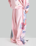 BUMPY GRAFFITI PRINT BLEACHED RELAXED SWEATPANTS - 082plus