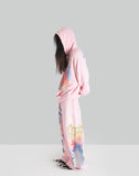 BUMPY GRAFFITI PRINT BLEACHED RELAXED SWEATPANTS - 082plus