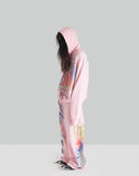 BUMPY GRAFFITI PRINT BLEACHED RELAXED SWEATPANTS - 082plus