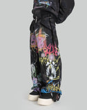 BUMPY GRAFFITI PRINT CAMOUFLAGE CARGO PANTS